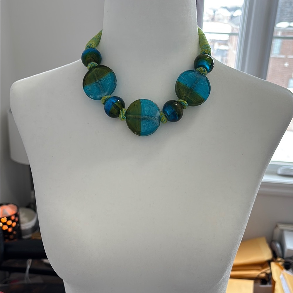 Elegant Blue and Green Beaded Necklace
